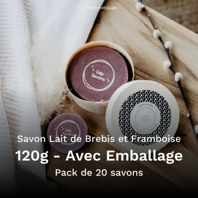 Savon Lait de Brebis et Framboise 120g Avec Emballage - Pack de 20