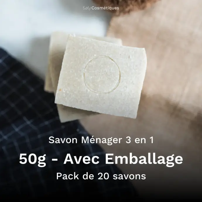 Savon Ménager 3 en 1 50g Avec Emballage - Pack de 20