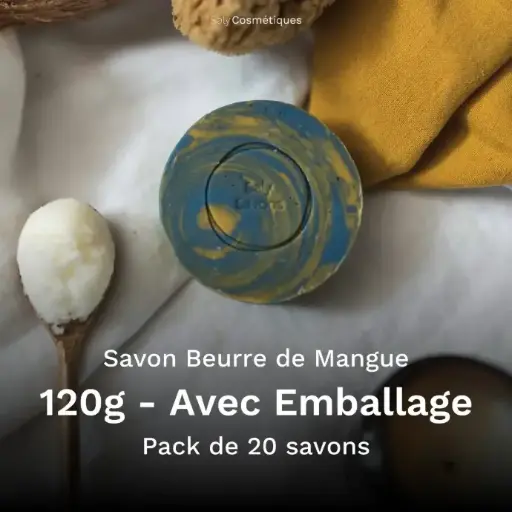 [B2B-SA004CA-X20] Savon Beurre de Mangue 120g Avec Emballage - Pack de 20