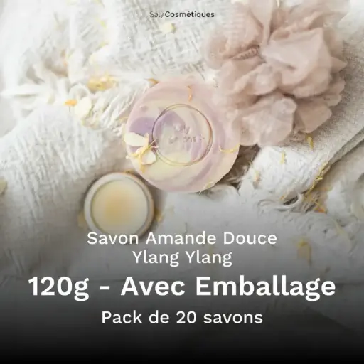 [B2B-SA007CA-X20] Savon Amande Douce et Ylang Ylang 120g Avec Emballage - Pack de 20