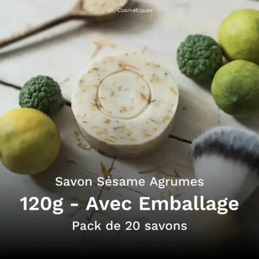 [B2B-SA009CA-X20] Savon Sésame et Agrumes 120g Avec Emballage - Pack de 20