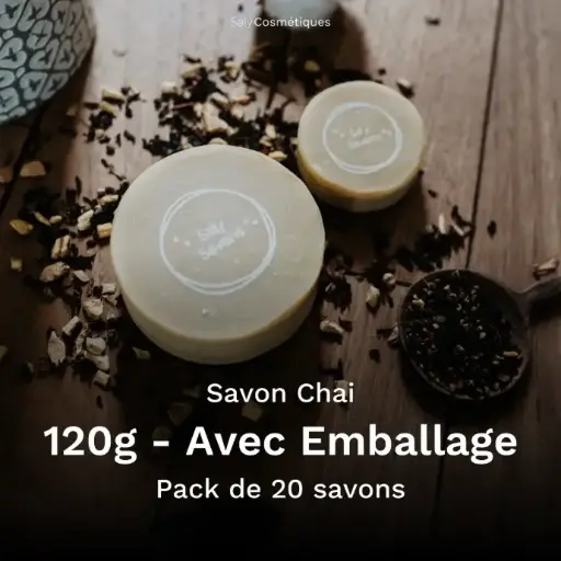 [B2B-SA010CA-X20] Savon Noyau d'Abricot et Chaï 120g Avec Emballage - Pack de 20