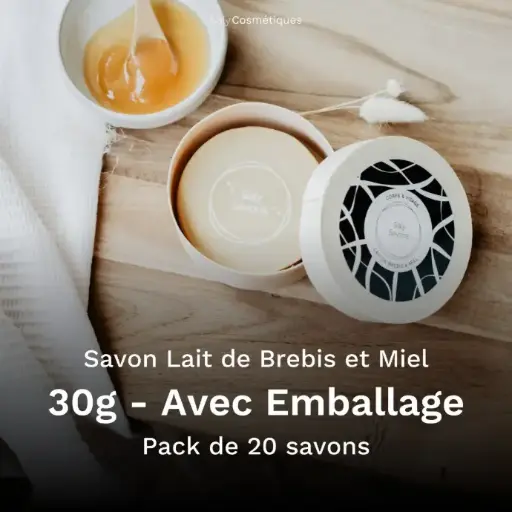 [B2B-SA014VA-X20] Savon Lait de Brebis et Miel 30g Avec Emballage - Pack de 20