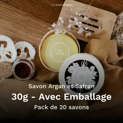 [B2B-SA017VA-X20] Savon Argan et Safran 30g Avec Emballage - Pack de 20