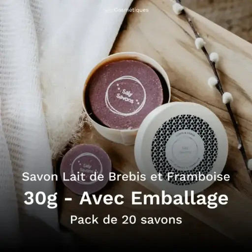 [B2B-SA015VA-X20] Savon Lait de Brebis et Framboise 30g Avec Emballage - Pack de 20